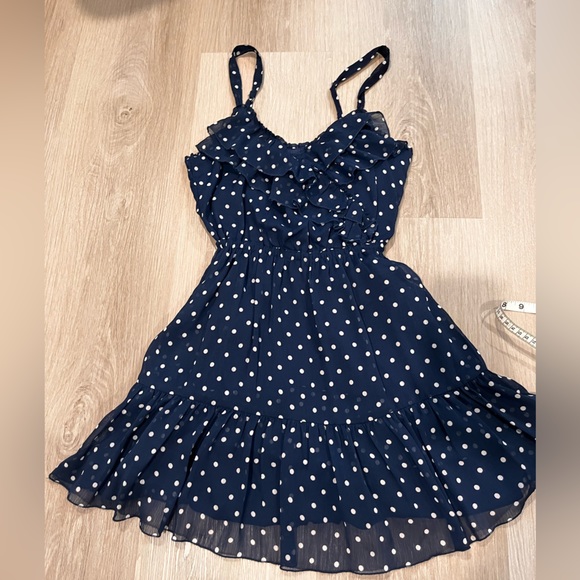 hollister blue polka dot dress Hollister Polka Dot Navy Blue Dress XS